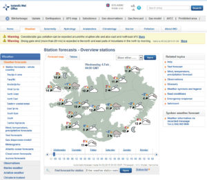 Example of the icelandic weather forecast channel